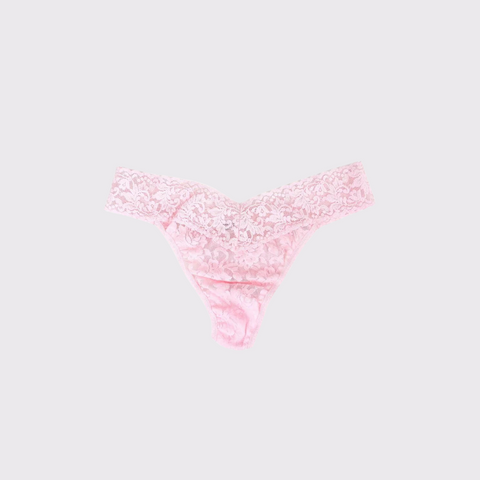 Hanky Panky Original Rise Lace Thong in Bliss Pink
