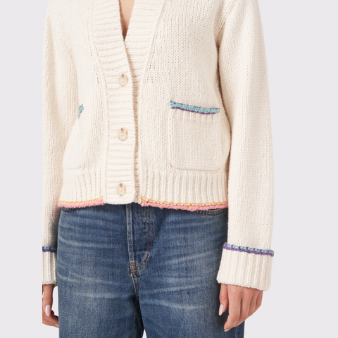 Repeat Coloured Trim Knitted Cardigan