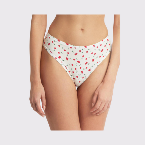 Hanky Panky Printed Playstretch Natural Rise Thong in Cherry on Top