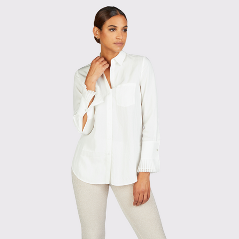 Marc Aurel Crinkle Blouse with Pleated Cuffs
