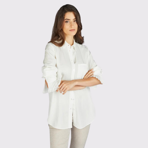Marc Aurel Crinkle Blouse with Pleated Cuffs