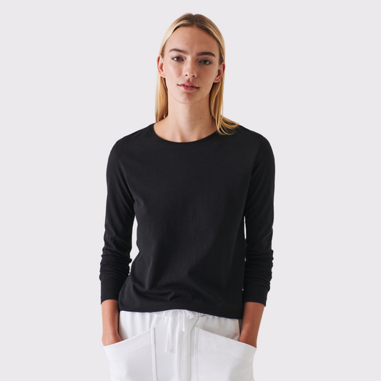 Patrick Assaraf Long Sleeve Pima Classic Fit Crew