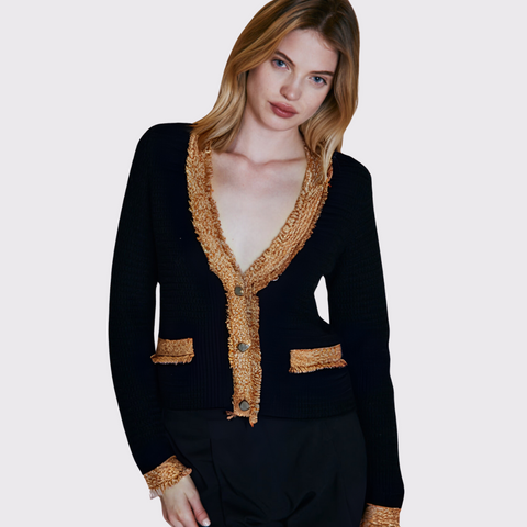 Autumn Cashmere Fringed Trim Jacket