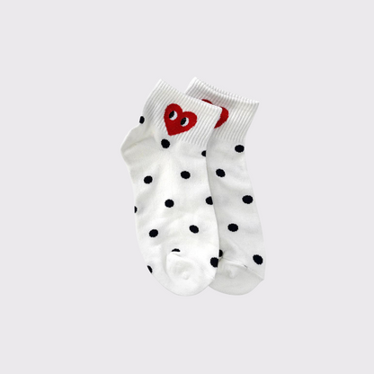 Short Polka Dot Heart Sock