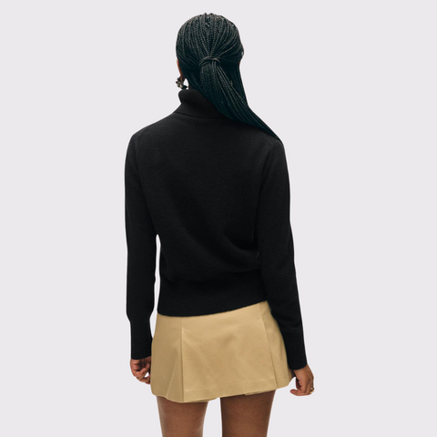 White + Warren Essential Turtleneck in Black