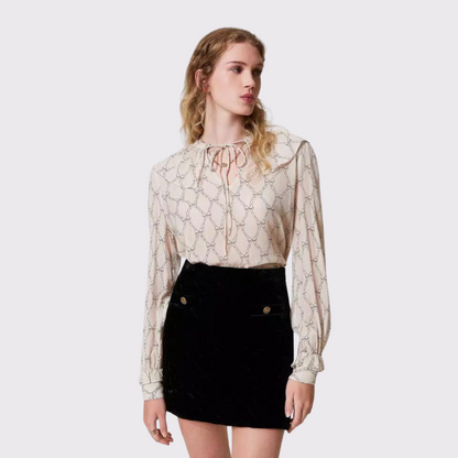 Twinset Creponne Blouse with Bow Print