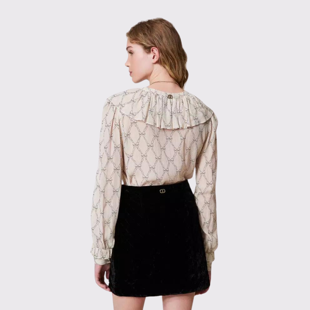 Twinset Creponne Blouse with Bow Print