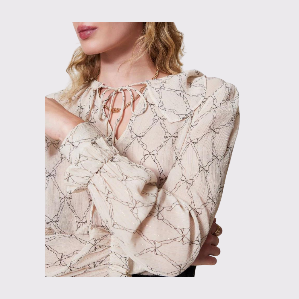 Twinset Creponne Blouse with Bow Print