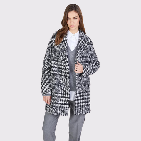 Marc Aurel Bouclé Coat with Houndstooth Pattern