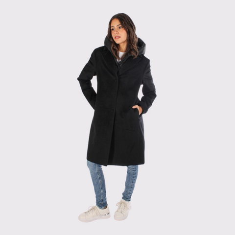 Duno Single-Breasted Coat in Wool With Down Padding