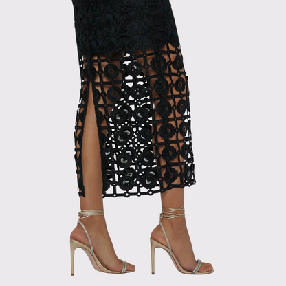 Milly Kait Tile Lace Dress in Black