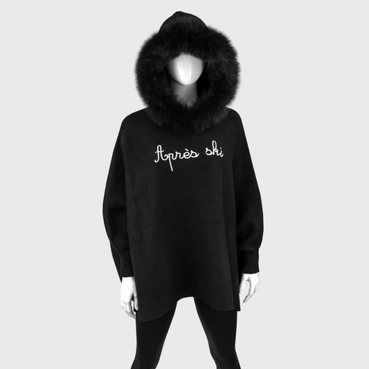 Mitchie's Black "Apres Ski" Fox Trimmed Hoodie