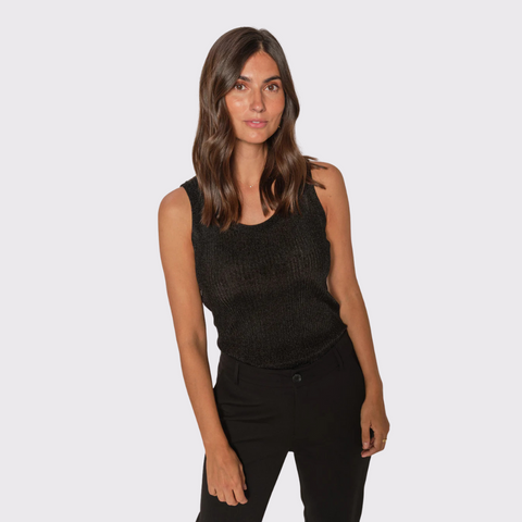 Mos Mosh Relena Imanja Knit Tank Top in Black