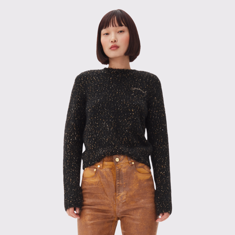 GANNI Alpaca Cotton Mix O-Neck Sweater