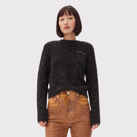 GANNI Alpaca Cotton Mix O-Neck Sweater
