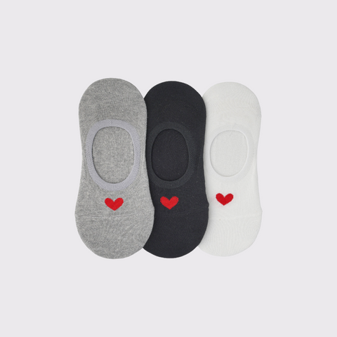 Lim Lim No Show Heart Socks in White