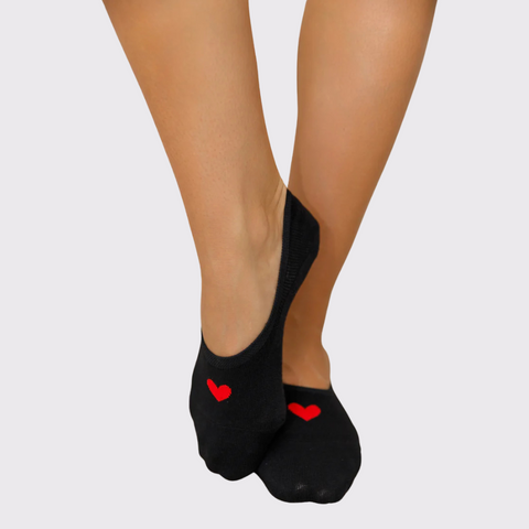 Lim Lim No Show Heart Socks in White