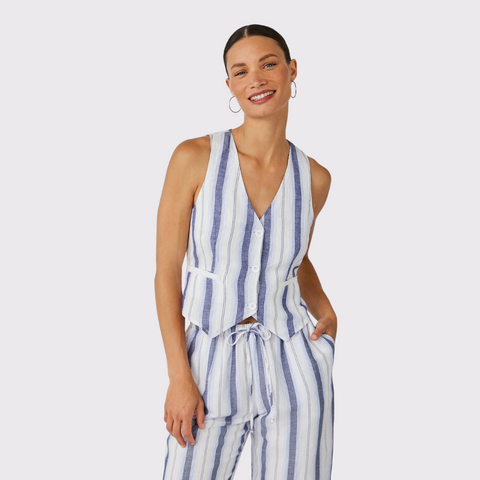 Bella Dahl Cinch Back Vest - Coastal Ombre Stripe