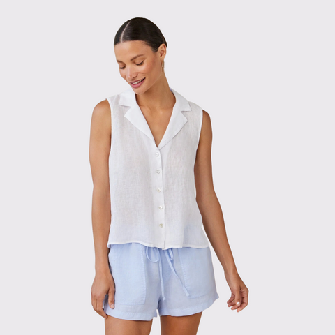 Bella Dahl Sleeveless Notch Collar Button Down