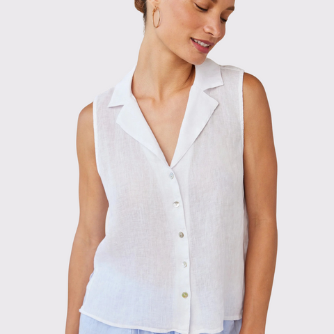 Bella Dahl Sleeveless Notch Collar Button Down