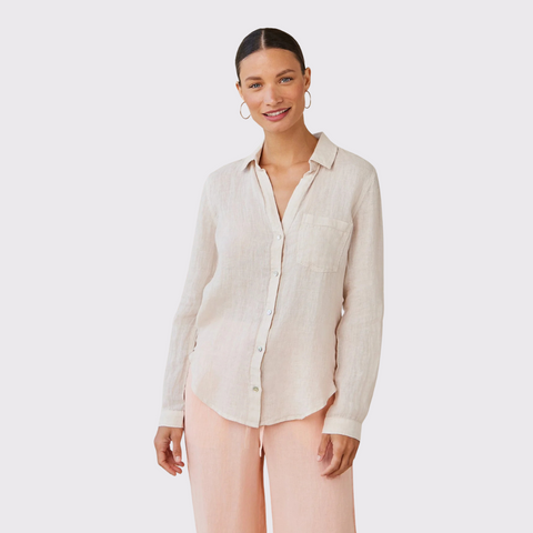 Bella Dahl Linen Pocket Button Down - Linen Sand