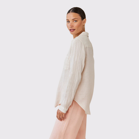 Bella Dahl Linen Pocket Button Down - Linen Sand