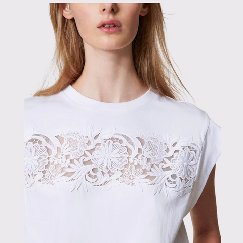 Twinset T-shirt with Lace Appliqué