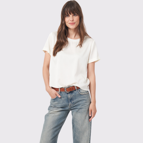 Repeat Silk T-shirt with Rolled up Sleeves