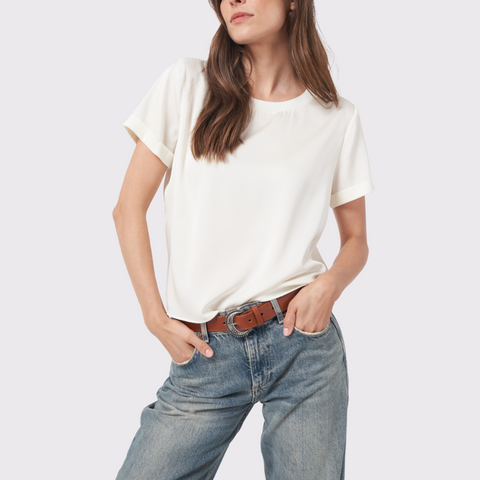 Repeat Silk T-shirt with Rolled up Sleeves