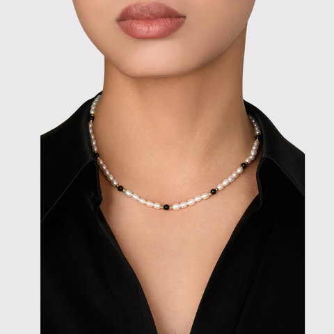 Aynur Jahan Pearl Delight Necklace - Onyx