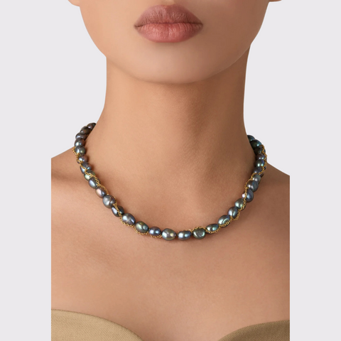 Aynur Jahan Pearl Symphony Necklace - Blue