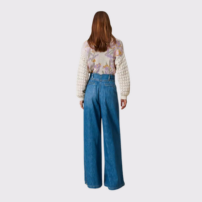 Twinset Wide Leg Pleated Jeans