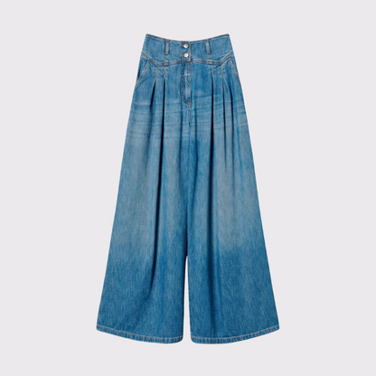 Twinset Wide Leg Pleated Jeans