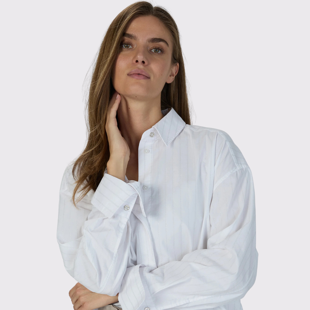 Marc Aurel Cotton Shirt with Lurex Stripes