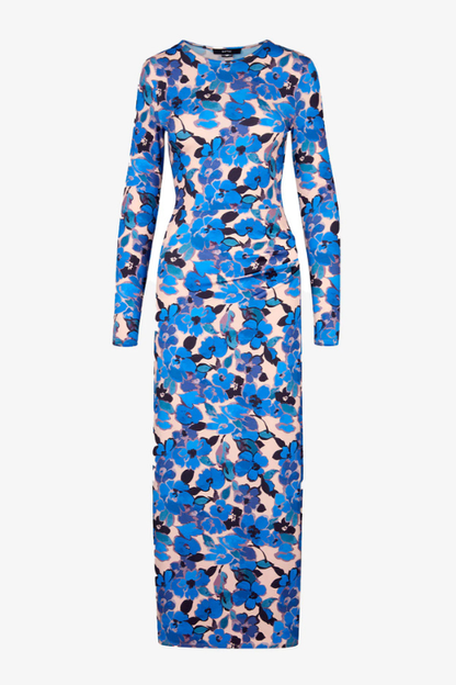 Ruched Crewneck Midi Dress