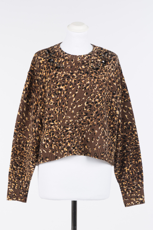 Crystal Embellished Leopard Sweater