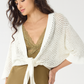 Mesh Dolman Tie Front Cardi