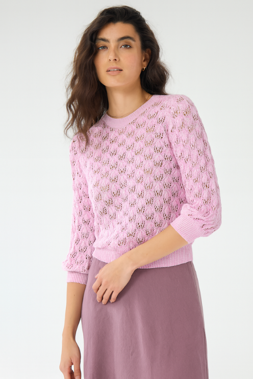 Fancy Stitch Puff Sleeve Crew