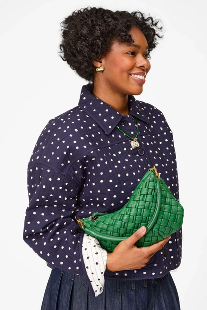 Clare V. Petit Moyen Messenger - Fern Puffy Woven