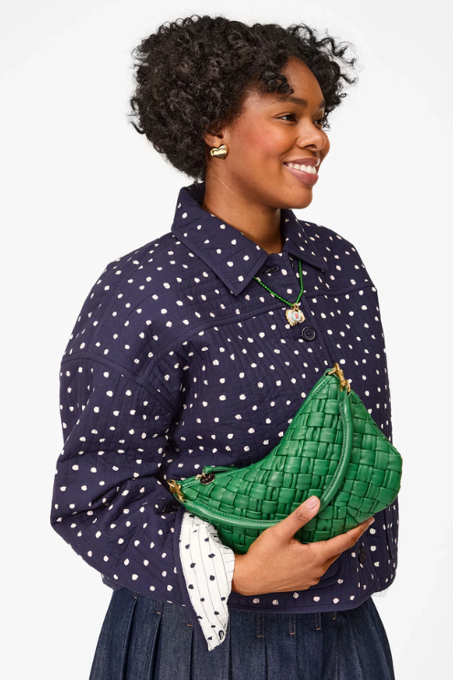 Clare V. Petit Moyen Messenger - Fern Puffy Woven