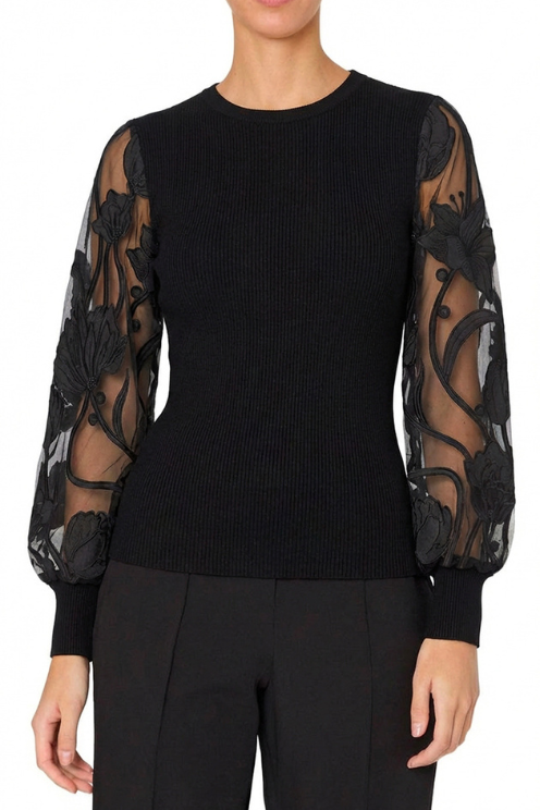 The Etta Combo Sleeve Knit Pullover