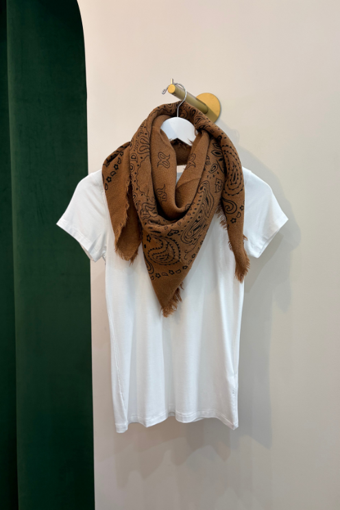 Paisley Wool Scarf Camel