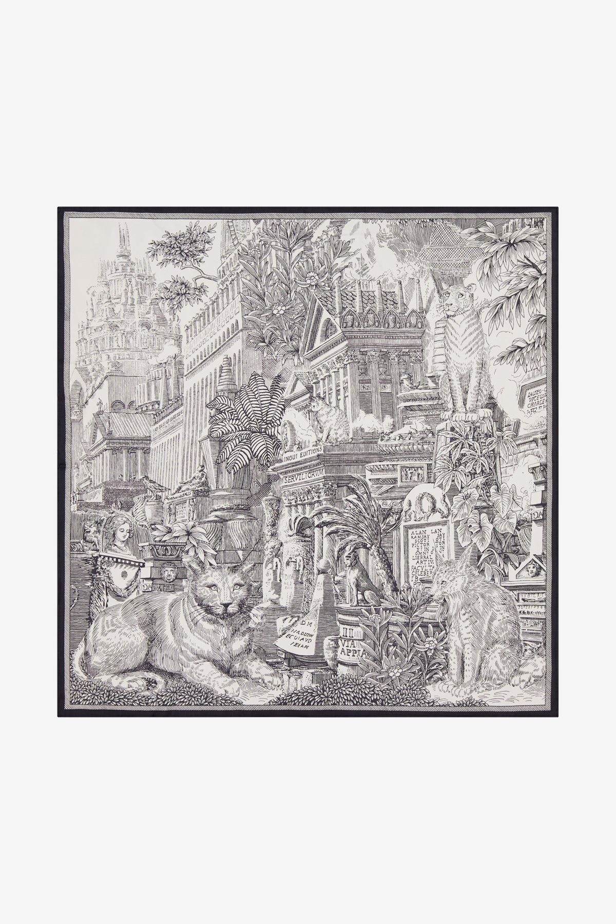 SQUARE / CARRE 65 SILK PIRANESI BLACK/NOIR