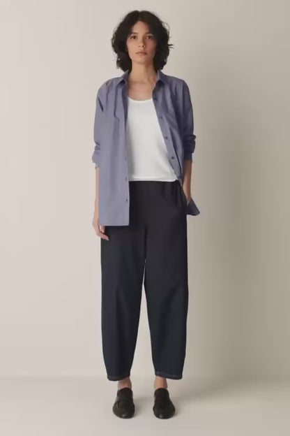 Cotton Indigo Knit Denim Lantern Pant