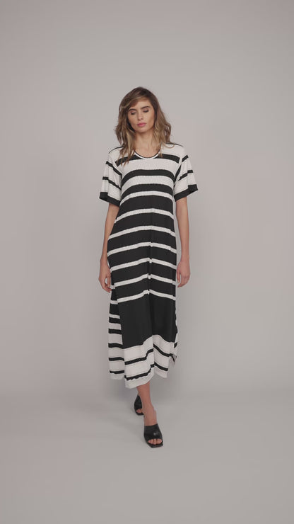 Striped Midi A-Line Dress