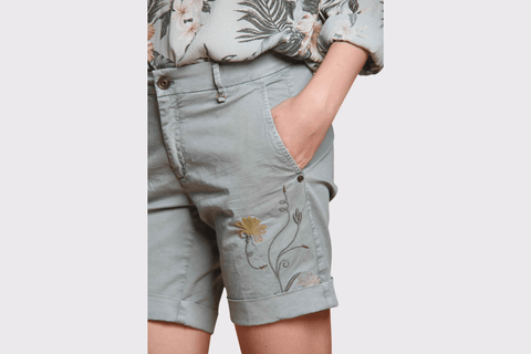 Mason's Chino Bermuda Short with Floral Embroidery - Carriage Trade Shop