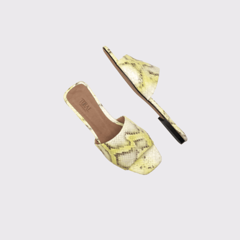 Toral Yellow Snakeskin Print Sandals - Carriage Trade Shop