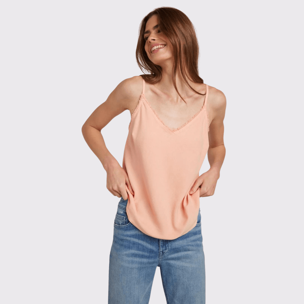 Bella Dahl Frayed Tencel Cami - Sunset Coral - Carriage Trade Shop