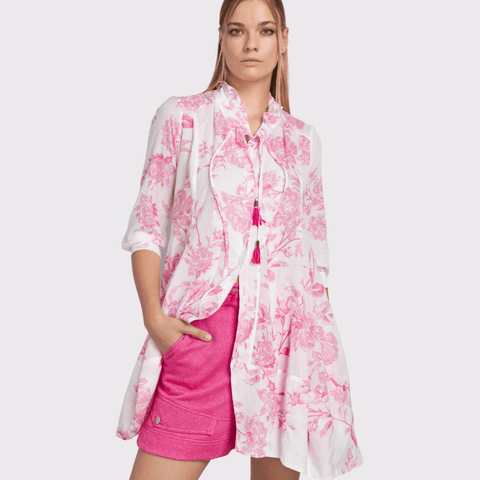 Tricot Chic Cotton Voile Rose Print Dress - Carriage Trade Shop