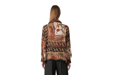 Seventy Foulard-Printed Blouse with Sash - Carriage Trade Shop